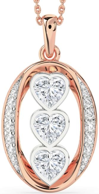 Diamond Platinum & Rose Gold Heart Necklace