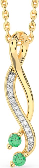 Diamond Emerald Gold Infinity Birthstone Necklace