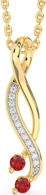 Diamond Ruby Gold Silver Infinity Birthstone Necklace