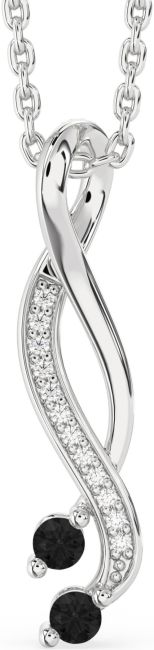 Black Diamond Silver Infinity Necklace