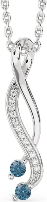 Blue Diamond Silver Infinity Necklace
