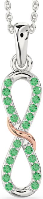 Emerald Rose Gold Silver Infinity Necklace