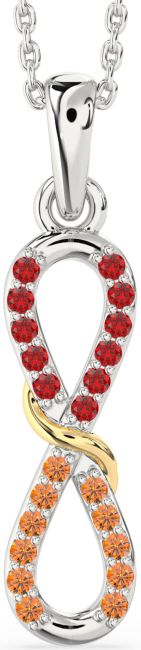 Ruby & Citrine Gold Silver Infinity Necklace