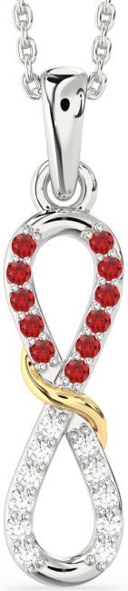 Diamond & Ruby Gold Silver Infinity Necklace