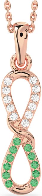 Emerald & Diamond Rose Gold Infinity Necklace