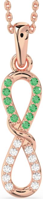 Diamond & Emerald Rose Gold Infinity Necklace