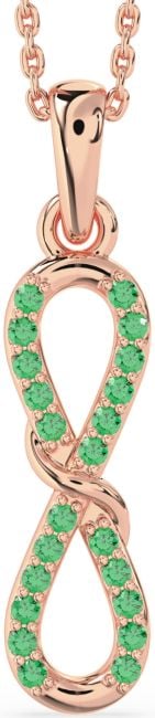 Emerald Rose Gold Infinity Necklace