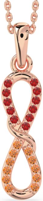 Ruby & Citrine Rose Gold Infinity Necklace