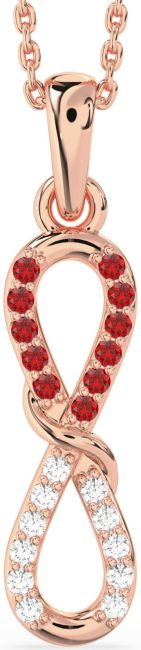 Diamond & Ruby Rose Gold Infinity Necklace