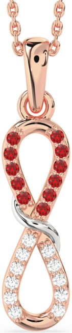 Diamond & Ruby Rose Gold Silver Infinity Necklace