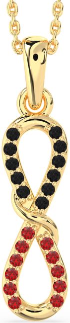 Black Diamond & Ruby Gold Infinity Necklace