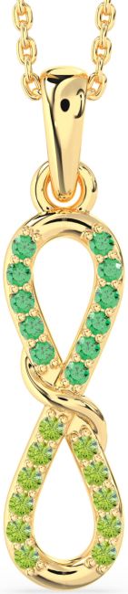 Emerald & Peridot Gold Infinity Necklace