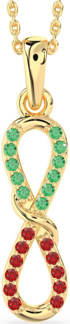 Emerald & Ruby Gold Infinity Necklace