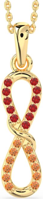 Ruby & Citrine Gold Infinity Necklace