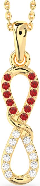 Diamond & Ruby Gold Infinity Necklace