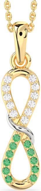 Emerald & Diamond Gold Silver Infinity Necklace