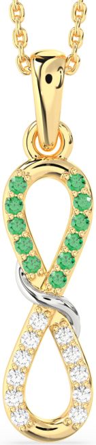 Diamond & Emerald Gold Silver Infinity Necklace