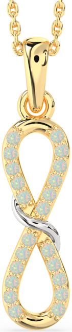 Opal Gold Silver Infinity Necklace