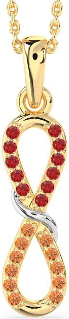 Ruby & Citrine Gold Silver Infinity Necklace