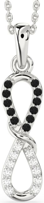 Black Diamond Silver Infinity Necklace