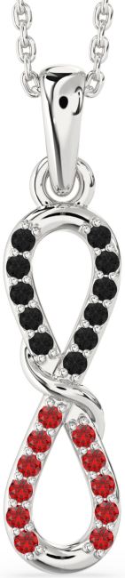 Black Diamond & Ruby Silver Infinity Necklace