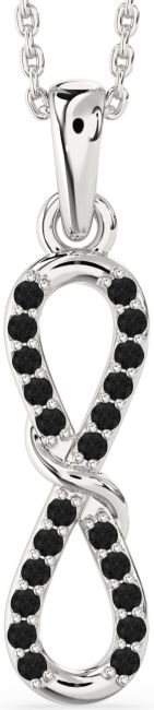 Black Diamond Silver Infinity Necklace