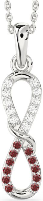 Diamond & Garnet Silver Infinity Necklace