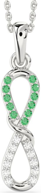 Diamond & Emerald Platinum Infinity Necklace