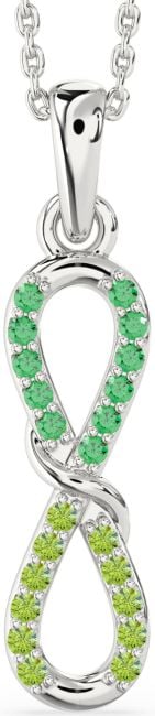 Emerald & Peridot Silver Infinity Necklace