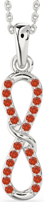 Fire Opal Platinum Infinity Necklace