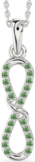 Green Diamond Silver Infinity Necklace