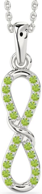 Peridot Silver Infinity Necklace