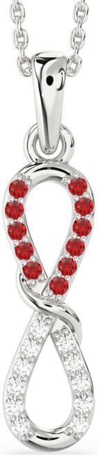 Diamond & Ruby Silver Infinity Necklace