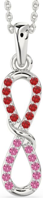 Ruby & Pink Sapphire Silver Infinity Necklace