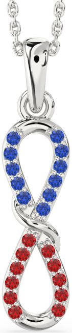 Blue Sapphire & Ruby Silver Infinity Necklace