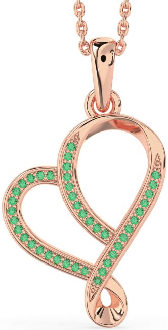 Emerald Rose Gold Heart Necklace