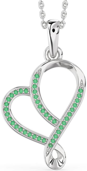 Emerald Silver Heart Necklace