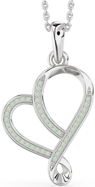 Opal Silver Heart Necklace