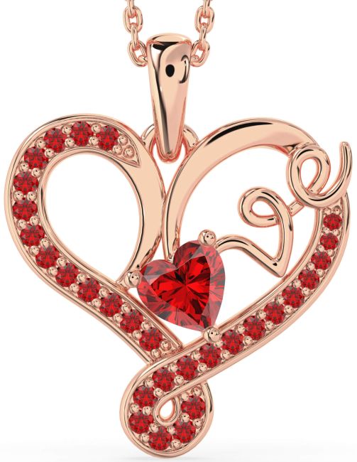 Ruby Rose Gold Heart Necklace