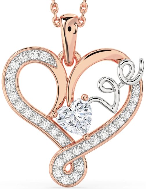 Diamond Platinum & Rose Gold Heart Necklace