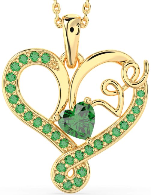 Emerald Gold Heart Necklace
