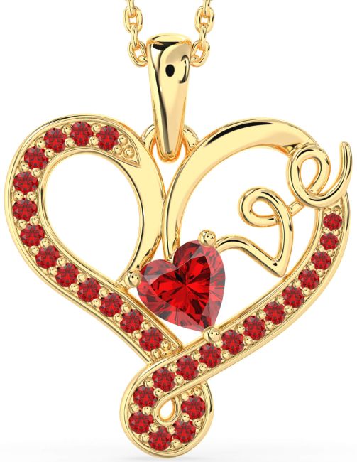 Ruby Gold Heart Necklace