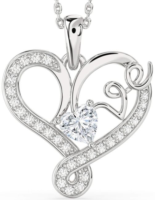 Diamond Silver Heart Necklace
