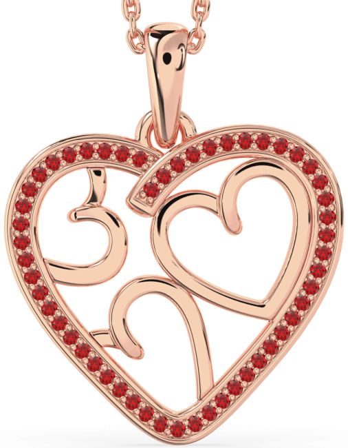 Ruby Rose Gold Heart Necklace