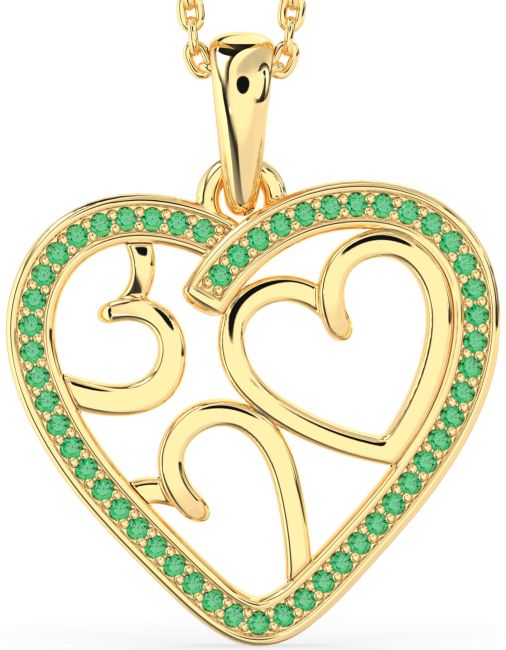 Emerald Gold Heart Necklace