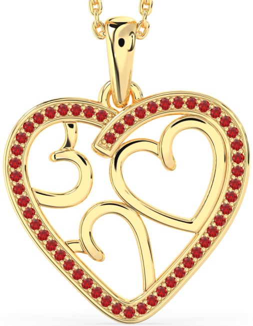 Ruby Gold Heart Necklace