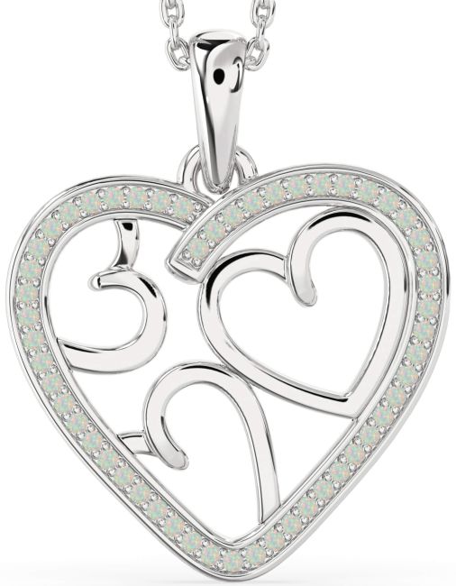 Opal Silver Heart Necklace