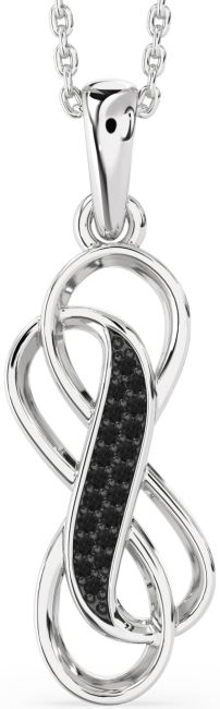 Black Diamond Silver Infinity Necklace