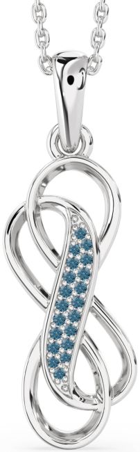 Blue Diamond Silver Infinity Necklace