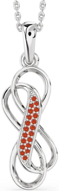 Fire Opal Platinum Infinity Necklace